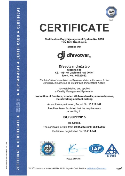 Certificate SN 9001:2015 EN